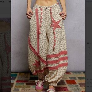 POL Floral Patchwork Harem joggers